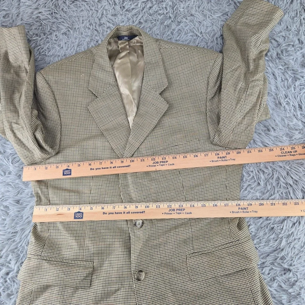Brooks Brothers Mens 41S Tan Houndstooth Silk Wool 346 Blazer 01061027‎
